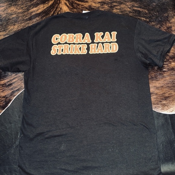 Cobra Kai Black T-Shirt with Yellow and Red Logo, Lightweight, Short Sleeve,Cool - Picture 3 of 5